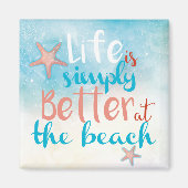 磁石のビーチ引用文は人生が良い マグネット (正面)