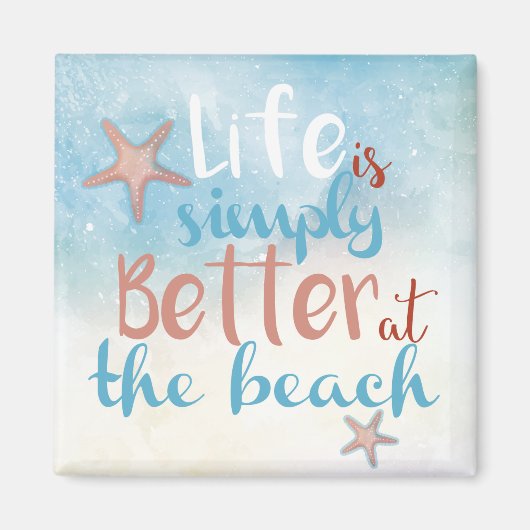 磁石のビーチ引用文は人生が良い マグネット (正面)