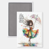 磁石予測できなを引く傘の気に女の子 マグネット (正面/裏面)