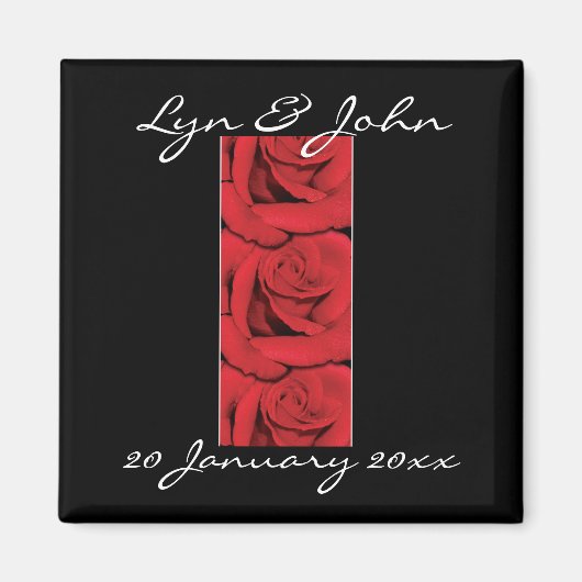 磁石 – エレガント黒と赤のバラ (正面)