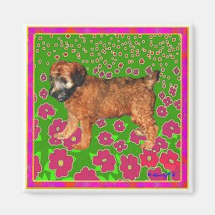 磁石：庭の子犬 – ピンク マグネット