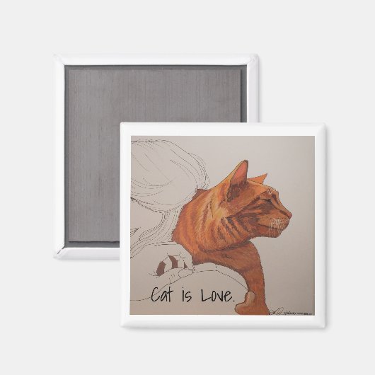 磁石:猫は愛 マグネット (正面/裏面)