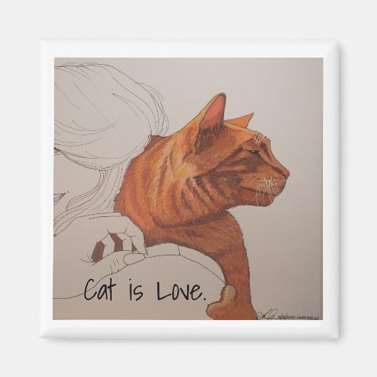 磁石：猫は愛 マグネット (正面)