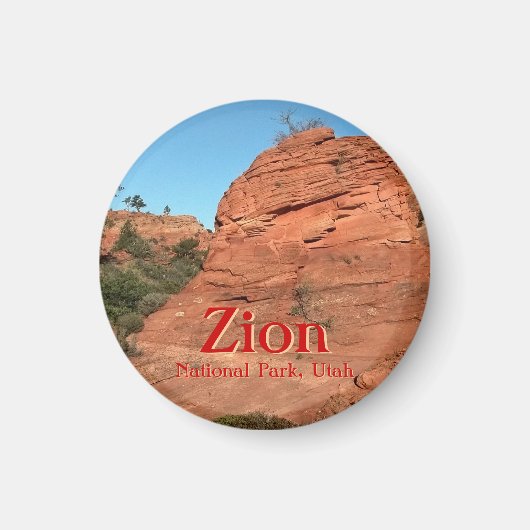 磁石：Zionの赤い岩（丸） マグネット (正面)
