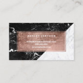 磨かれたばら色の金ゴールドのタイポグラフィの白黒の大理石 名刺 (裏面)