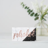 磨かれたばら色の金ゴールドのタイポグラフィの白黒の大理石 名刺 (スタンド正面)