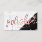 磨かれたばら色の金ゴールドのタイポグラフィの白黒の大理石 名刺 (正面)