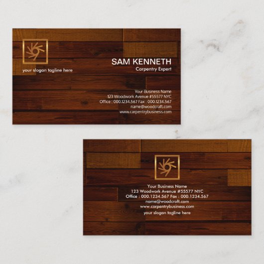 磨かれたラッカー材木の木製のパネルの大工 名刺 (正面/裏面)