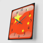 磨かれる中国語 スクエア壁時計 (傾斜)