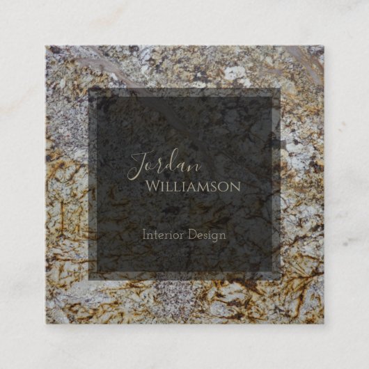 磨きエレガント上げられた花崗岩グレー、錆&タウペシック スクエア名刺 (正面)