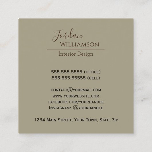 磨きエレガント上げられた花崗岩グレー、錆&タウペシック スクエア名刺 (裏面)