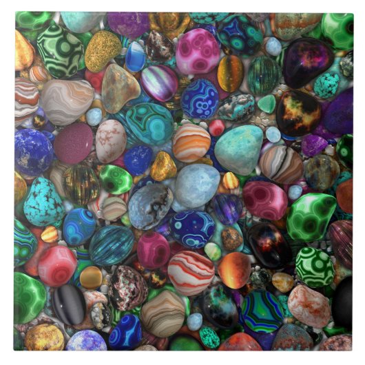 磨きカラフル石 タイル (正面)