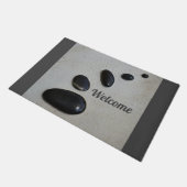 磨き上げられた黒い石の砂禅ガーデングレー ドアマット (アングル)