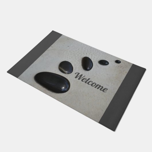 磨き上げられた黒い石の砂禅ガーデングレー ドアマット (アングル)