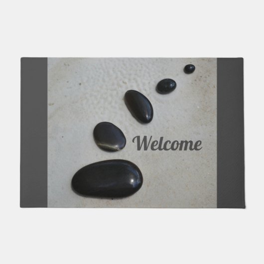 磨き上げられた黒い石の砂禅ガーデングレー ドアマット (正面)