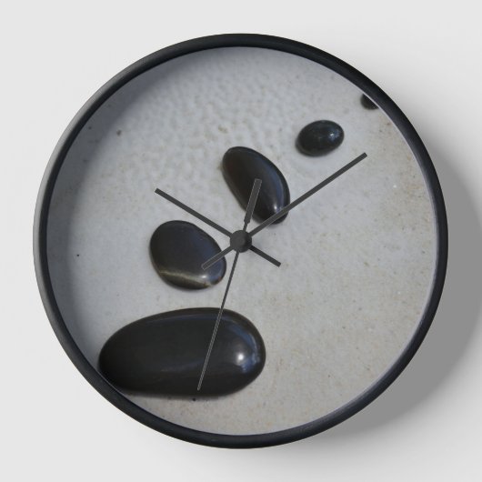 磨き上げられた黒い禅の石灰色 壁時計 (正面)