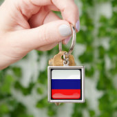 磨き上げロシアのフラグ キーホルダー (手)
