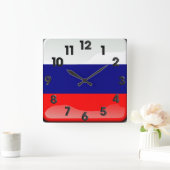 磨き上げロシアのフラグ スクエア壁時計 (ホーム)