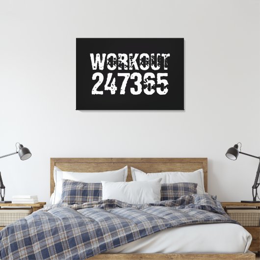 磨耗したスクラッチ加工のテキスト Workout 247365 白 キャンバスプリント (インサイチュ (寝室))