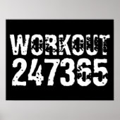 磨耗して傷だらけのテキストで Workout 247365 白 ポスター (正面)