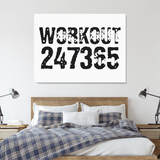 磨耗して傷だらけのテキスト Workout 247365 ブラック キャンバスプリント (インサイチュ (寝室))