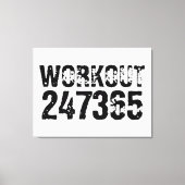 磨耗して傷だらけのテキスト Workout 247365 ブラック キャンバスプリント (正面)