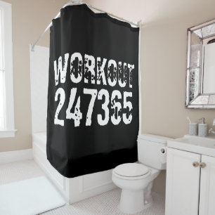 磨耗と傷のあるWorkout 247365 白文字 シャワーカーテン