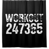 磨耗と傷のあるWorkout 247365 白文字 シャワーカーテン (正面)