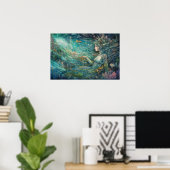 礁の中で休んでいる人魚 ポスター (ホームオフィス)