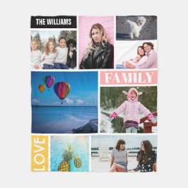 示されるパーソナライズな家族8の写真のコラージュ フリースブランケット