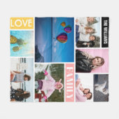 示されるパーソナライズな家族8の写真のコラージュ フリースブランケット (正面(横))