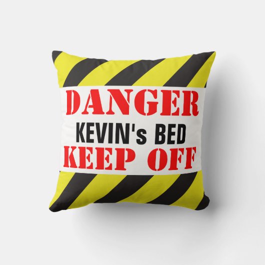 示される子供の危険の印は枕を避けます クッション (裏面)