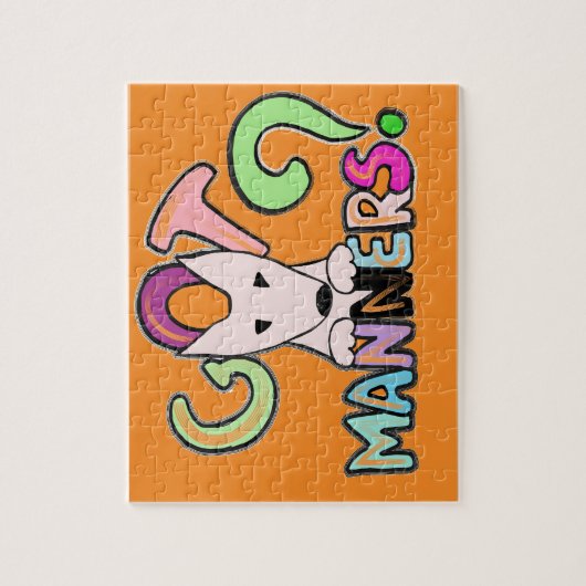 礼儀得?英国のブルテリアのペットアート ジグソーパズル (縦)