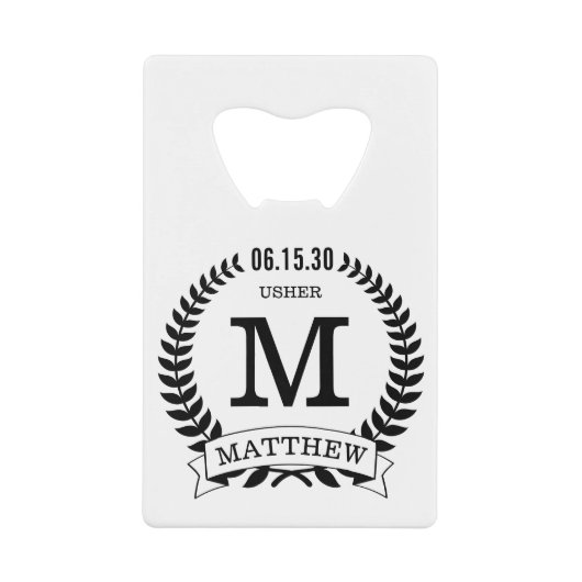 礼場担当者のイニシャル クレジットカード栓抜き (正面)