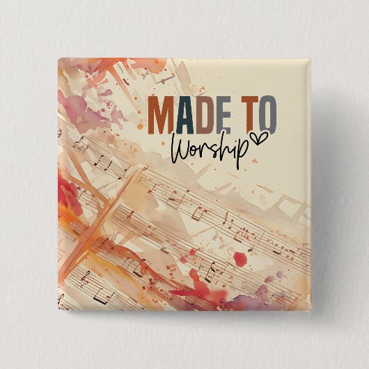 礼拝するために創造された -  inspirationalなクリスチャンの名言 缶バッジ (正面)