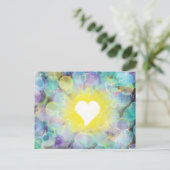 礼拝アートホワイトハートイエローブルー10月7日HC ポストカード (スタンド正面)