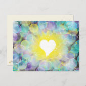 礼拝アートホワイトハートイエローブルー10月7日HC ポストカード (正面/裏面)