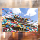 礼拝旗のあるチベット寺院 - 中国雲南省 ウィンドウサイン (シート2)