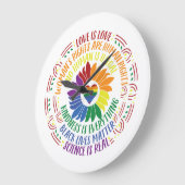 社カラフル会正義フラワーワードアート  ラージ壁時計 (傾斜)