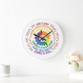 社カラフル会正義フラワーワードアート  ラージ壁時計 (ホーム)