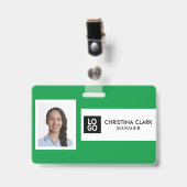 社パーソナライズされた員名ビジネスID写真ロゴ バッジ (正面 （クリップ付）)