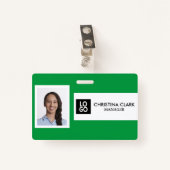 社パーソナライズされた員名ビジネスID写真ロゴ バッジ (正面クリップ)