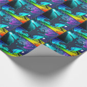 社交ダンスのカップルのステージライトおよび音楽 ラッピングペーパー (角)