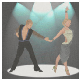 社交ダンスのスポットライトが付いているラテン系のダンサーのカップル ファブリック