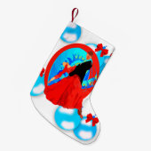 社交ダンスのダンサーとオーナメントと弓クリスマス スモールクリスマスストッキング (正面 (吊り時))