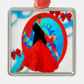 社交ダンスのダンサーとオーナメントと弓クリスマス メタルオーナメント (正面)