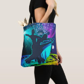 社交ダンスのダンサー音楽ディスコの球のネオン色 トートバッグ (クローズアップ)