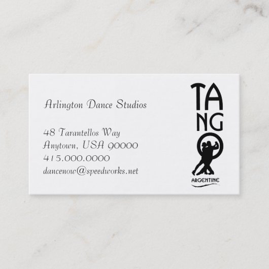 社交ダンスダンサーがタンゴダンスをするインストラクター 名刺 (正面)