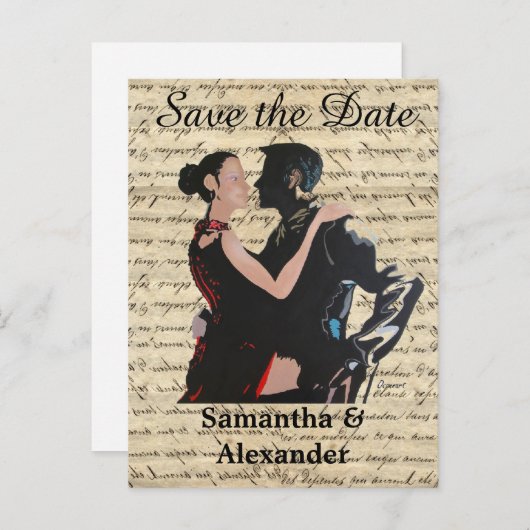 社交ダンスダンサーが日付を保存 案内ポストカード (正面/裏面)