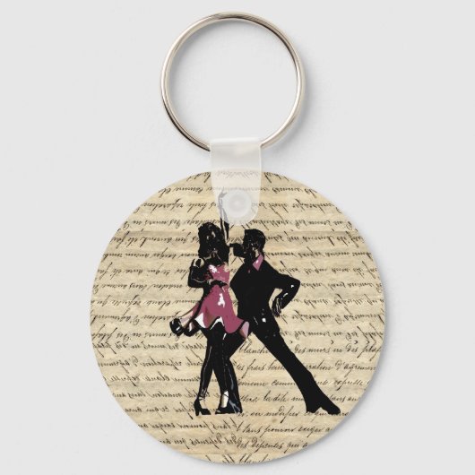 社交ダンスダンサーのヴィンテージ紙 キーホルダー (正面)